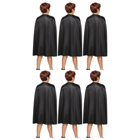 6x Medium Black Cape Bulk Pack - Vampire Cloak/Superhero Costume for Halloween/Fancy Dress Party