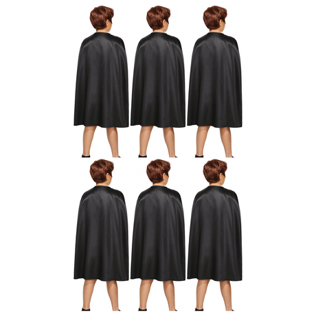 6x Medium Black Cape Bulk Pack - Vampire Cloak/Superhero Costume for Halloween/Fancy Dress Party