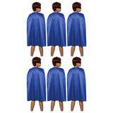 6x Medium Blue Cape Bulk Pack - Vampire Cloak/Superhero Costume for Halloween/Fancy Dress Party