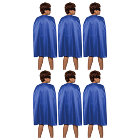 6x Medium Blue Cape Bulk Pack - Vampire Cloak/Superhero Costume for Halloween/Fancy Dress Party