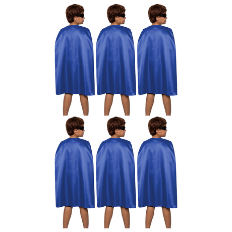 6x Medium Blue Cape Bulk Pack - Vampire Cloak/Superhero Costume for Halloween/Fancy Dress Party