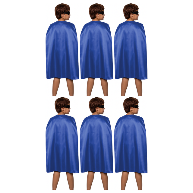 6x Medium Blue Cape Bulk Pack - Vampire Cloak/Superhero Costume for Halloween/Fancy Dress Party