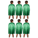 6x Medium Green Cape Bulk Pack - Vampire Cloak/Superhero Costume for Halloween/Fancy Dress Party
