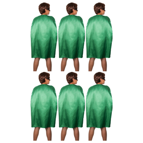 6x Medium Green Cape Bulk Pack - Vampire Cloak/Superhero Costume for Halloween/Fancy Dress Party