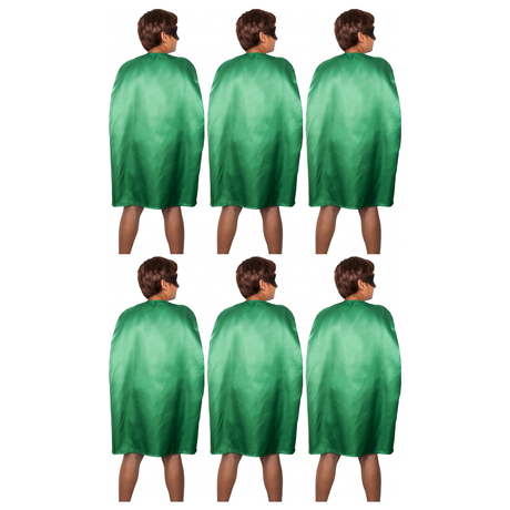6x Medium Green Cape Bulk Pack - Vampire Cloak/Superhero Costume for Halloween/Fancy Dress Party