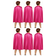 6x Medium Pink Cape Bulk Pack - Vampire Cloak/Superhero Costume for Halloween/Fancy Dress Party