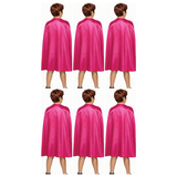 6x Medium Pink Cape Bulk Pack - Vampire Cloak/Superhero Costume for Halloween/Fancy Dress Party