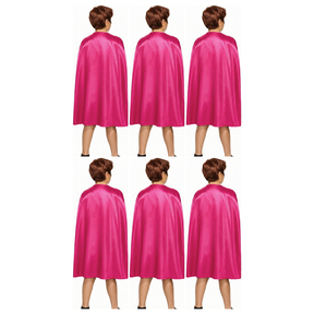 6x Medium Pink Cape Bulk Pack - Vampire Cloak/Superhero Costume for Halloween/Fancy Dress Party