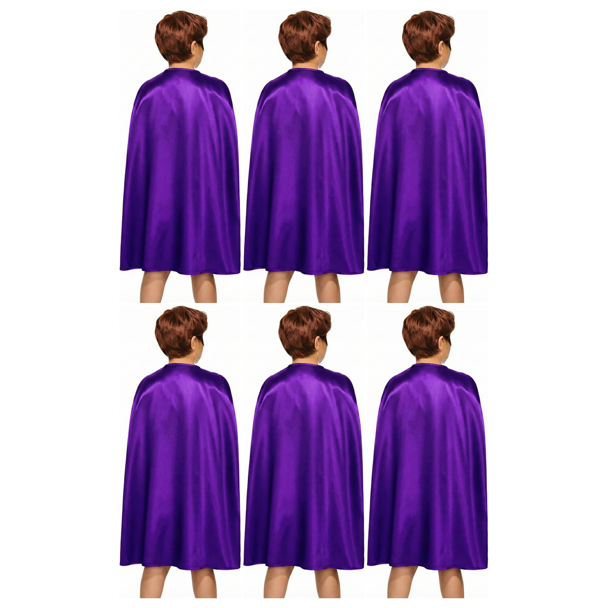 6x Medium Purple Cape Bulk Pack - Vampire Cloak/Superhero Costume for Halloween/Fancy Dress Party