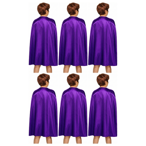 6x Medium Purple Cape Bulk Pack - Vampire Cloak/Superhero Costume for Halloween/Fancy Dress Party