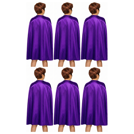 6x Medium Purple Cape Bulk Pack - Vampire Cloak/Superhero Costume for Halloween/Fancy Dress Party
