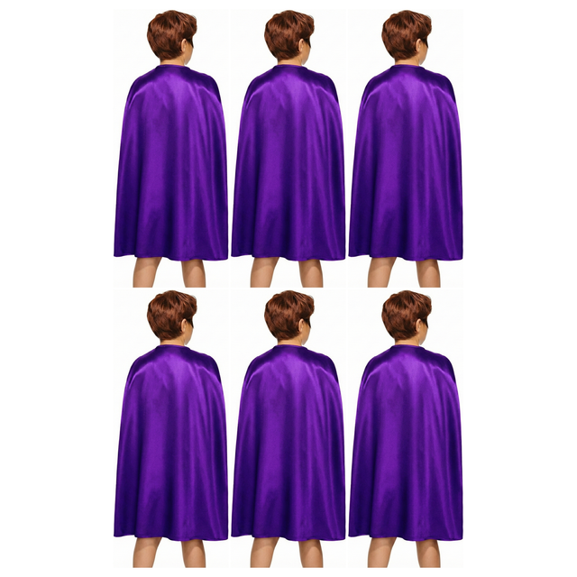 6x Medium Purple Cape Bulk Pack - Vampire Cloak/Superhero Costume for Halloween/Fancy Dress Party