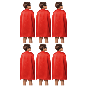 6x Medium Red Cape Bulk Pack - Vampire Cloak/Superhero Costume for Halloween/Fancy Dress Party