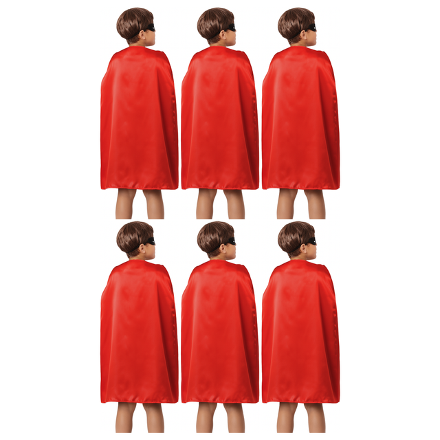 6x Medium Red Cape Bulk Pack - Vampire Cloak/Superhero Costume for Halloween/Fancy Dress Party