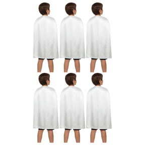 6x Medium White Cape Bulk Pack - Vampire Cloak/Superhero Costume for Halloween/Fancy Dress Party