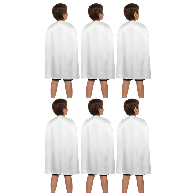 6x Medium White Cape Bulk Pack - Vampire Cloak/Superhero Costume for Halloween/Fancy Dress Party