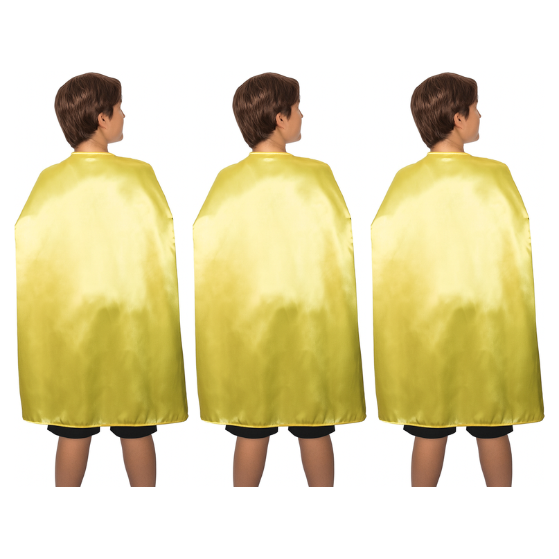 3x Medium Yellow Cape Pack - Vampire Cloak/Superhero Costume for Halloween/Fancy Dress Party