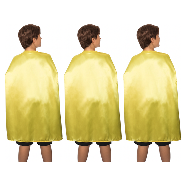 3x Medium Yellow Cape Pack - Vampire Cloak/Superhero Costume for Halloween/Fancy Dress Party