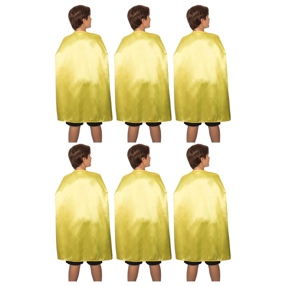 6x Medium Yellow Cape Bulk Pack - Vampire Cloak/Superhero Costume for Halloween/Fancy Dress Party