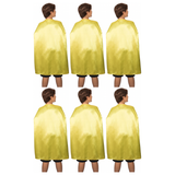 6x Medium Yellow Cape Bulk Pack - Vampire Cloak/Superhero Costume for Halloween/Fancy Dress Party