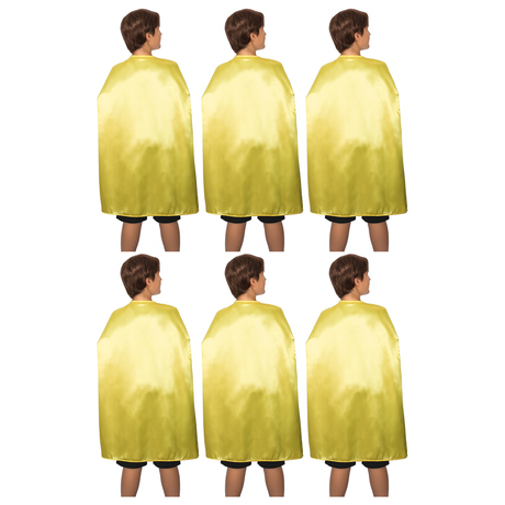 6x Medium Yellow Cape Bulk Pack - Vampire Cloak/Superhero Costume for Halloween/Fancy Dress Party