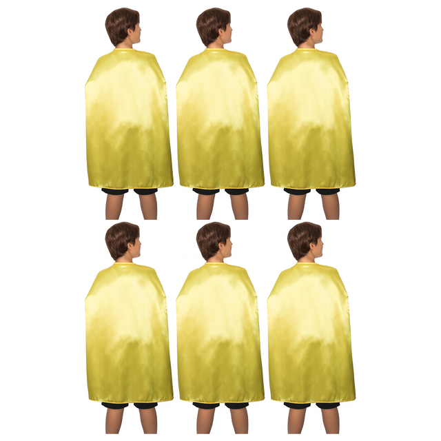 6x Medium Yellow Cape Bulk Pack - Vampire Cloak/Superhero Costume for Halloween/Fancy Dress Party