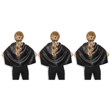 3x Short Black Cape Pack - Vampire Cloak/Kids Superhero Costume for Halloween/Fancy Dress Party