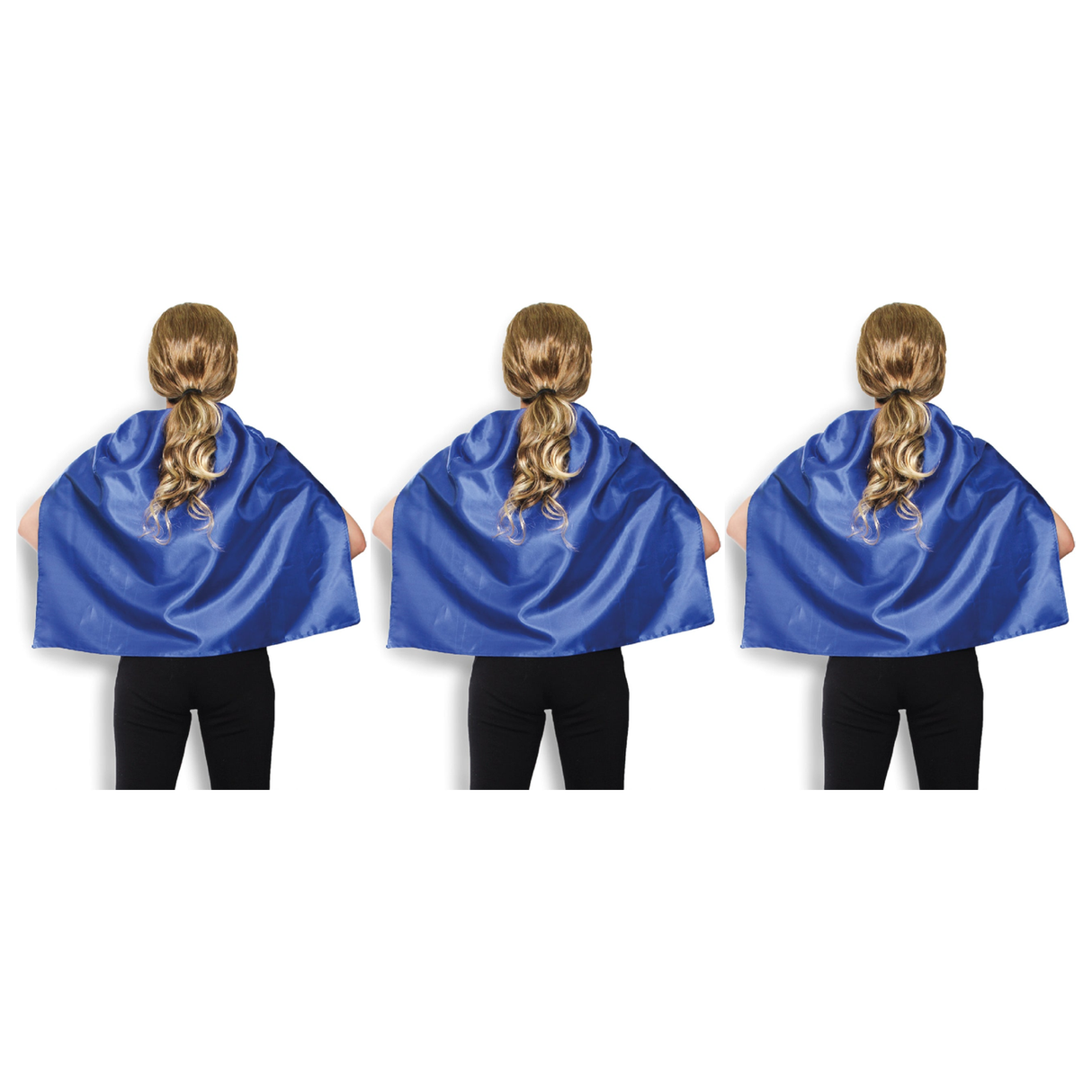 3x Short Blue Cape Pack - Vampire Cloak/Kids Superhero Costume for Halloween/Fancy Dress Party