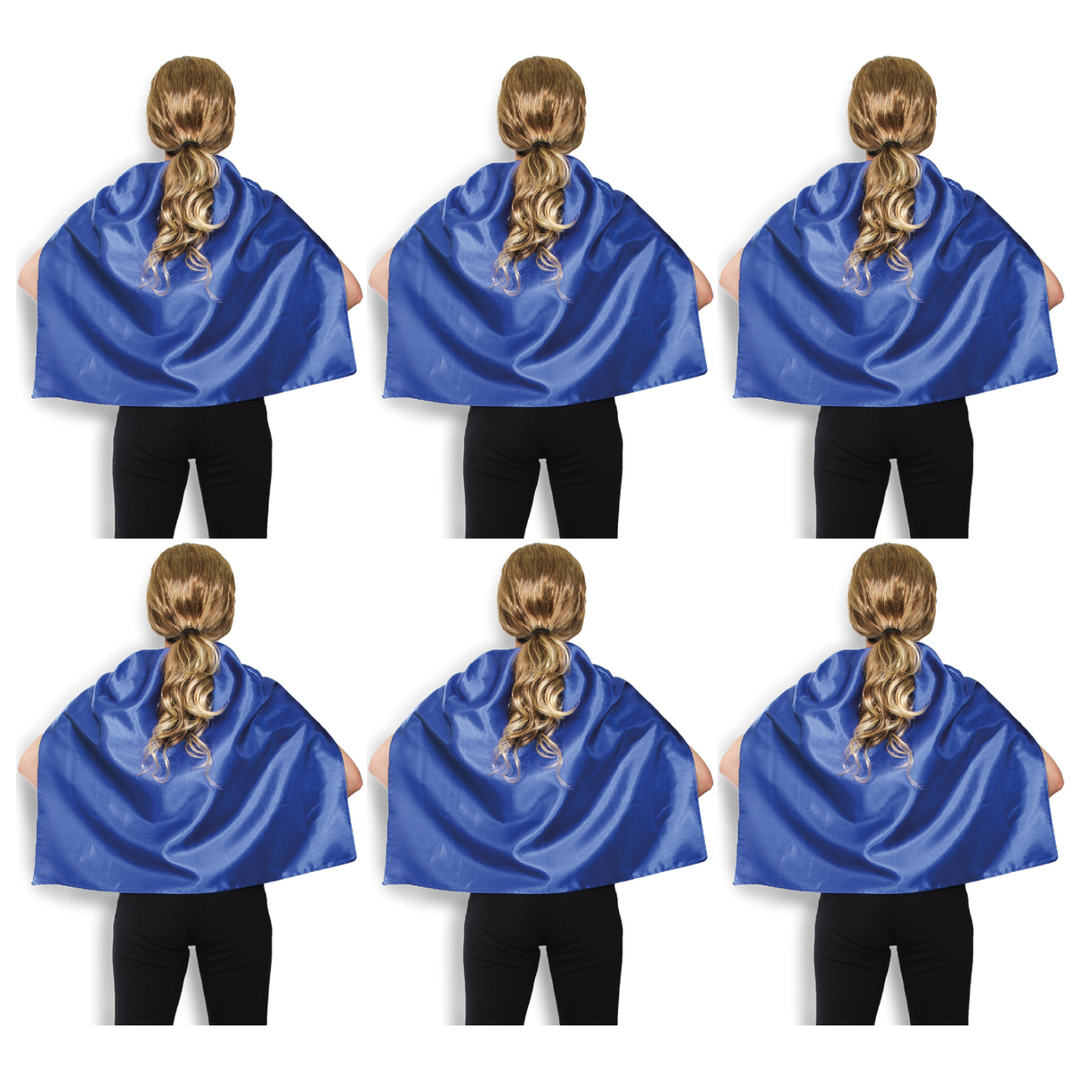 6x Short Blue Cape Bulk Pack - Vampire Cloak/Kids Superhero Costume for Halloween/Fancy Dress Party