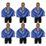 6x Short Blue Cape Bulk Pack - Vampire Cloak/Kids Superhero Costume for Halloween/Fancy Dress Party