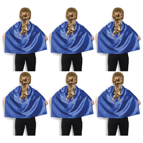6x Short Blue Cape Bulk Pack - Vampire Cloak/Kids Superhero Costume for Halloween/Fancy Dress Party