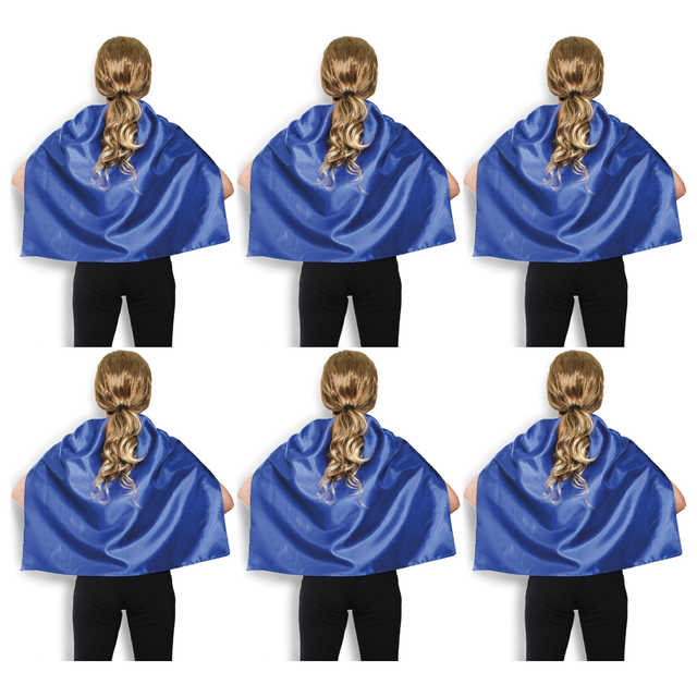 6x Short Blue Cape Bulk Pack - Vampire Cloak/Kids Superhero Costume for Halloween/Fancy Dress Party