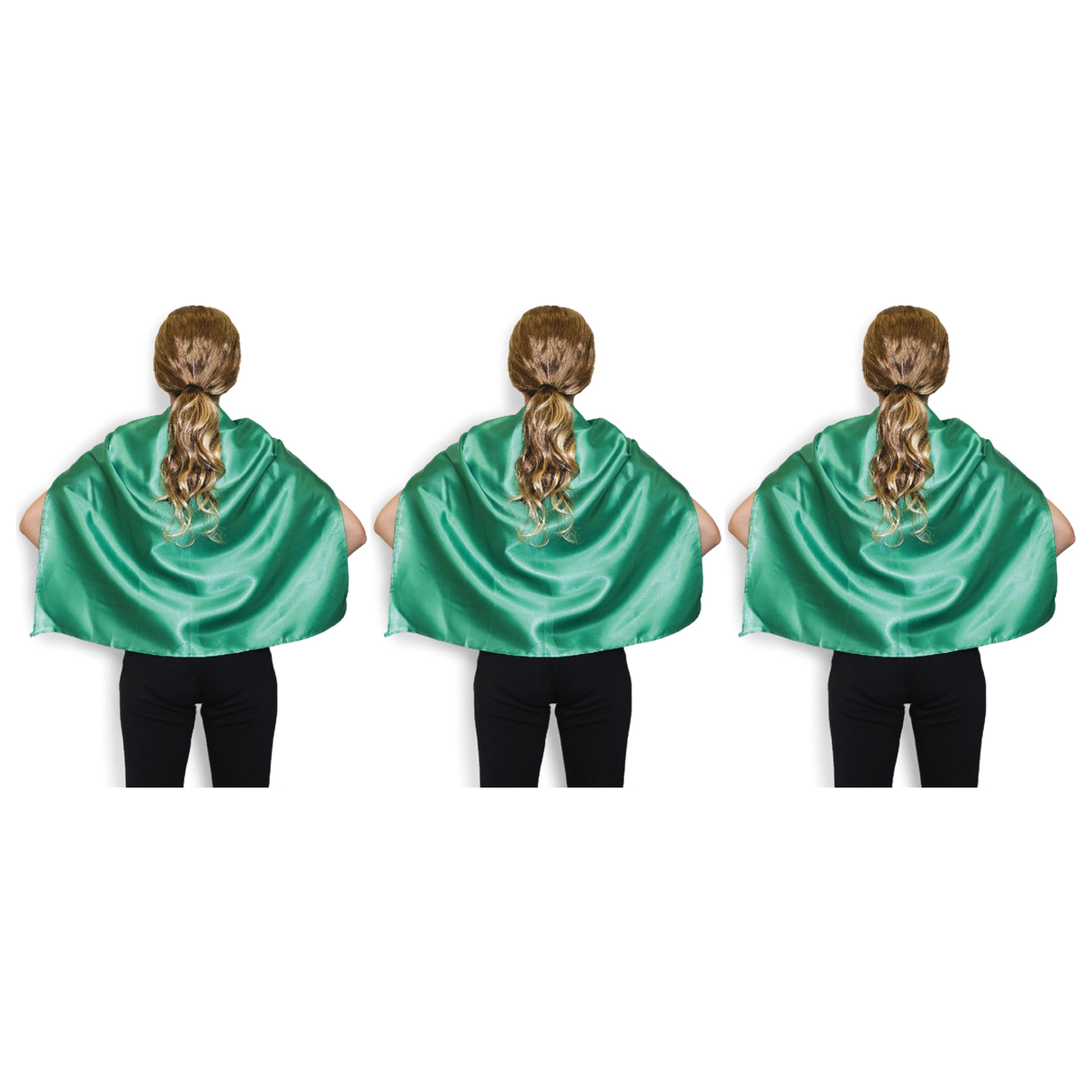 3x Short Green Cape Pack - Vampire Cloak/Kids Superhero Costume for Halloween/Fancy Dress Party