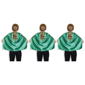 3x Short Green Cape Pack - Vampire Cloak/Kids Superhero Costume for Halloween/Fancy Dress Party