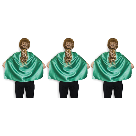 3x Short Green Cape Pack - Vampire Cloak/Kids Superhero Costume for Halloween/Fancy Dress Party