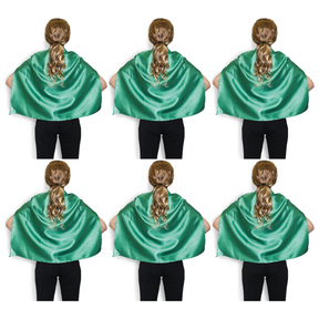 6x Short Green Cape Bulk Pack - Vampire Cloak/Kids Superhero Costume for Halloween/Fancy Dress Party