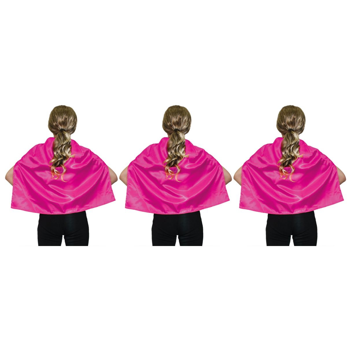 3x Short Pink Cape Pack - Vampire Cloak/Kids Superhero Costume for Halloween/Fancy Dress Party