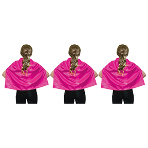 3x Short Pink Cape Pack - Vampire Cloak/Kids Superhero Costume for Halloween/Fancy Dress Party
