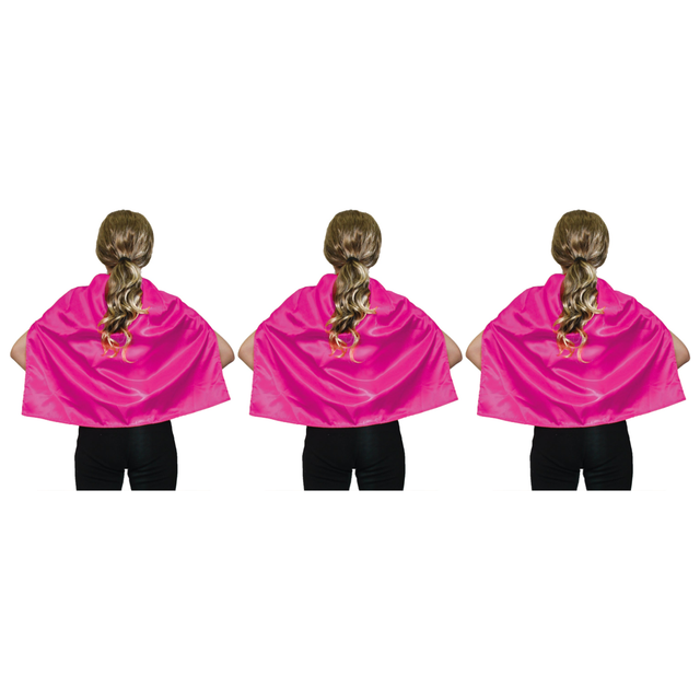 3x Short Pink Cape Pack - Vampire Cloak/Kids Superhero Costume for Halloween/Fancy Dress Party