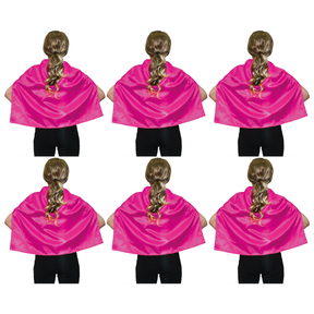 6x Short Pink Cape Bulk Pack - Vampire Cloak/Kids Superhero Costume for Halloween/Fancy Dress Party