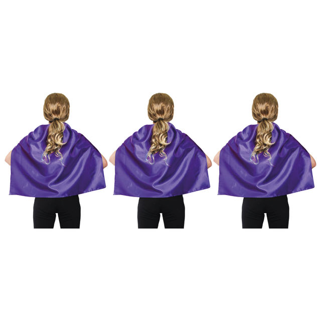 3x Short Purple Cape Pack - Vampire Cloak/Kids Superhero Costume for Halloween/Fancy Dress Party