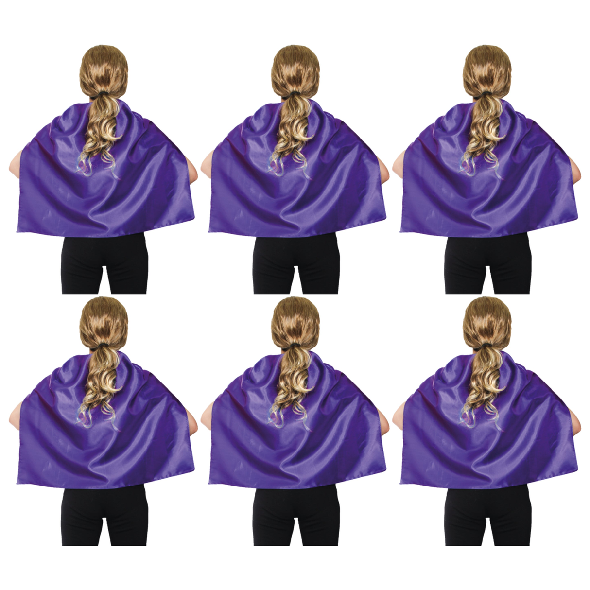 6x Short Purple Cape Bulk Pack - Vampire Cloak/Kids Superhero Costume for Halloween/Fancy Dress Party
