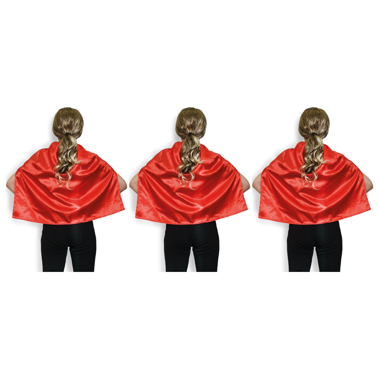 3x Short Red Cape Pack - Vampire Cloak/Kids Superhero Costume for Halloween/Fancy Dress Party