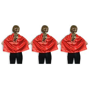 3x Short Red Cape Pack - Vampire Cloak/Kids Superhero Costume for Halloween/Fancy Dress Party