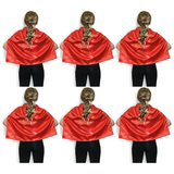 6x Short Red Cape Bulk Pack - Vampire Cloak/Kids Superhero Costume for Halloween/Fancy Dress Party