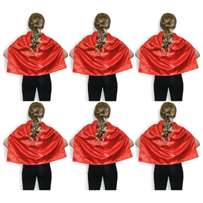 6x Short Red Cape Bulk Pack - Vampire Cloak/Kids Superhero Costume for Halloween/Fancy Dress Party