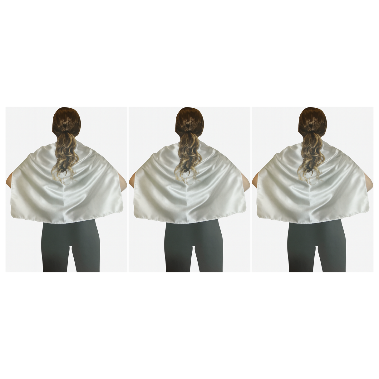3x Short White Cape Pack - Vampire Cloak/Kids Superhero Costume for Halloween/Fancy Dress Party