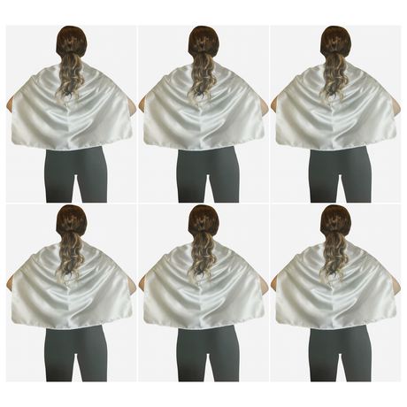 6x Short White Cape Bulk Pack - Vampire Cloak/Kids Superhero Costume for Halloween/Fancy Dress Party