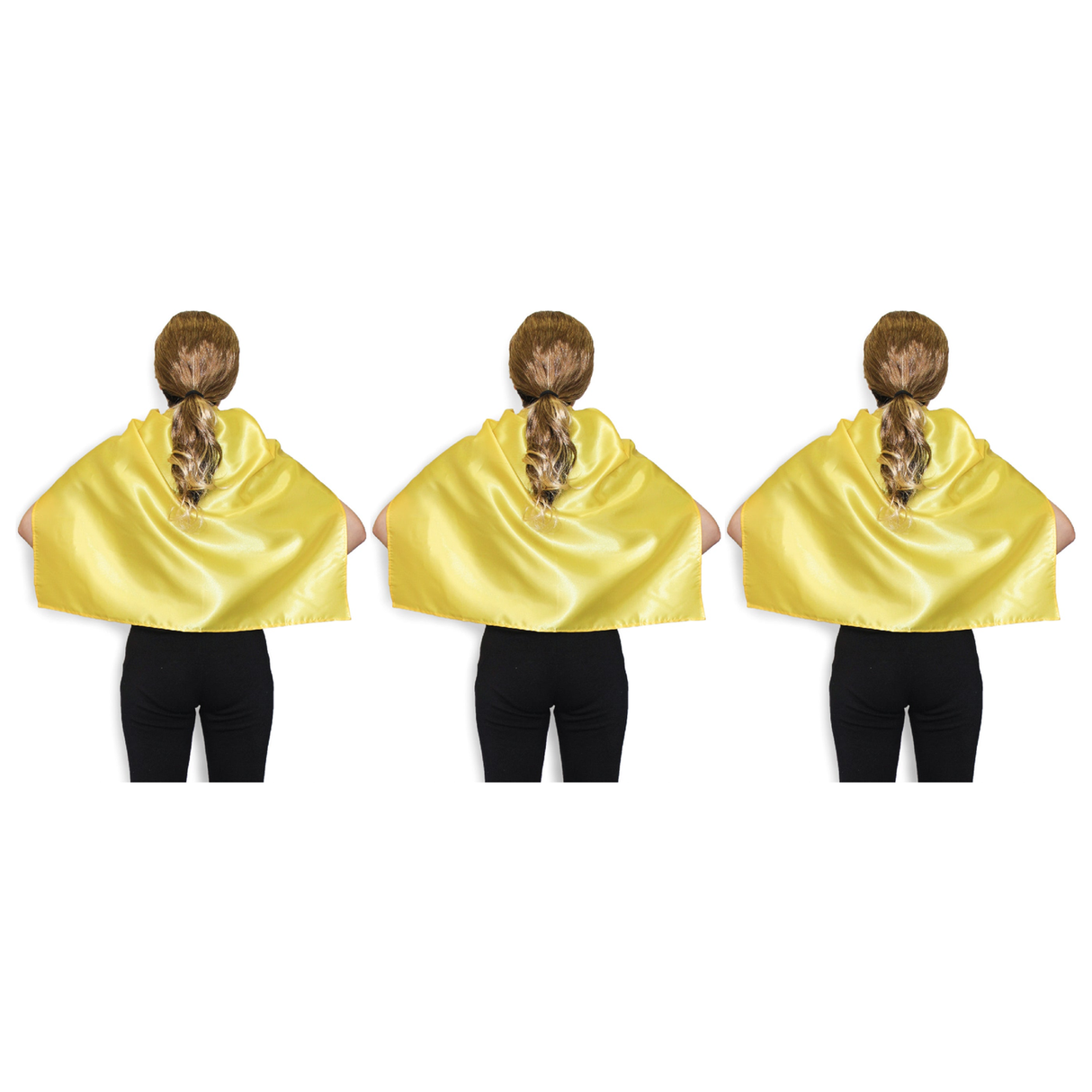 3x Short Yellow Cape Pack - Vampire Cloak/Kids Superhero Costume for Halloween/Fancy Dress Party