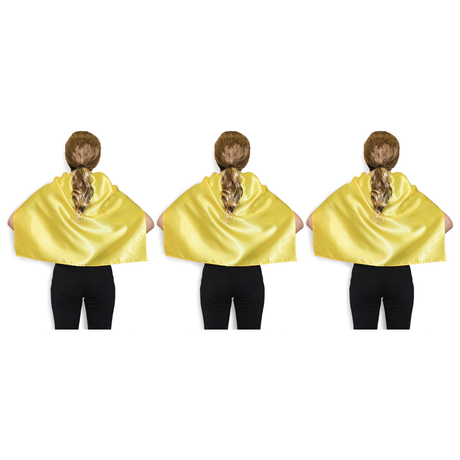 3x Short Yellow Cape Pack - Vampire Cloak/Kids Superhero Costume for Halloween/Fancy Dress Party